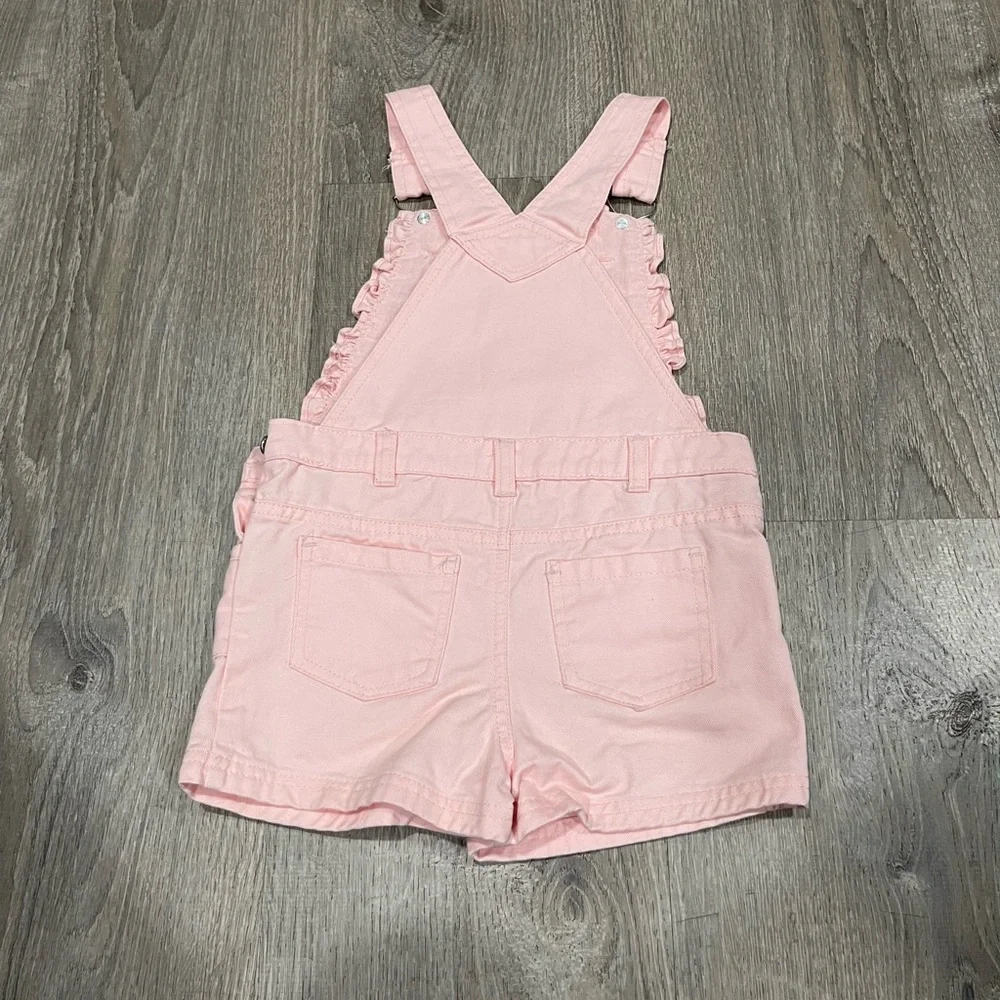 Little Lass pink cat floral jean romper size 6